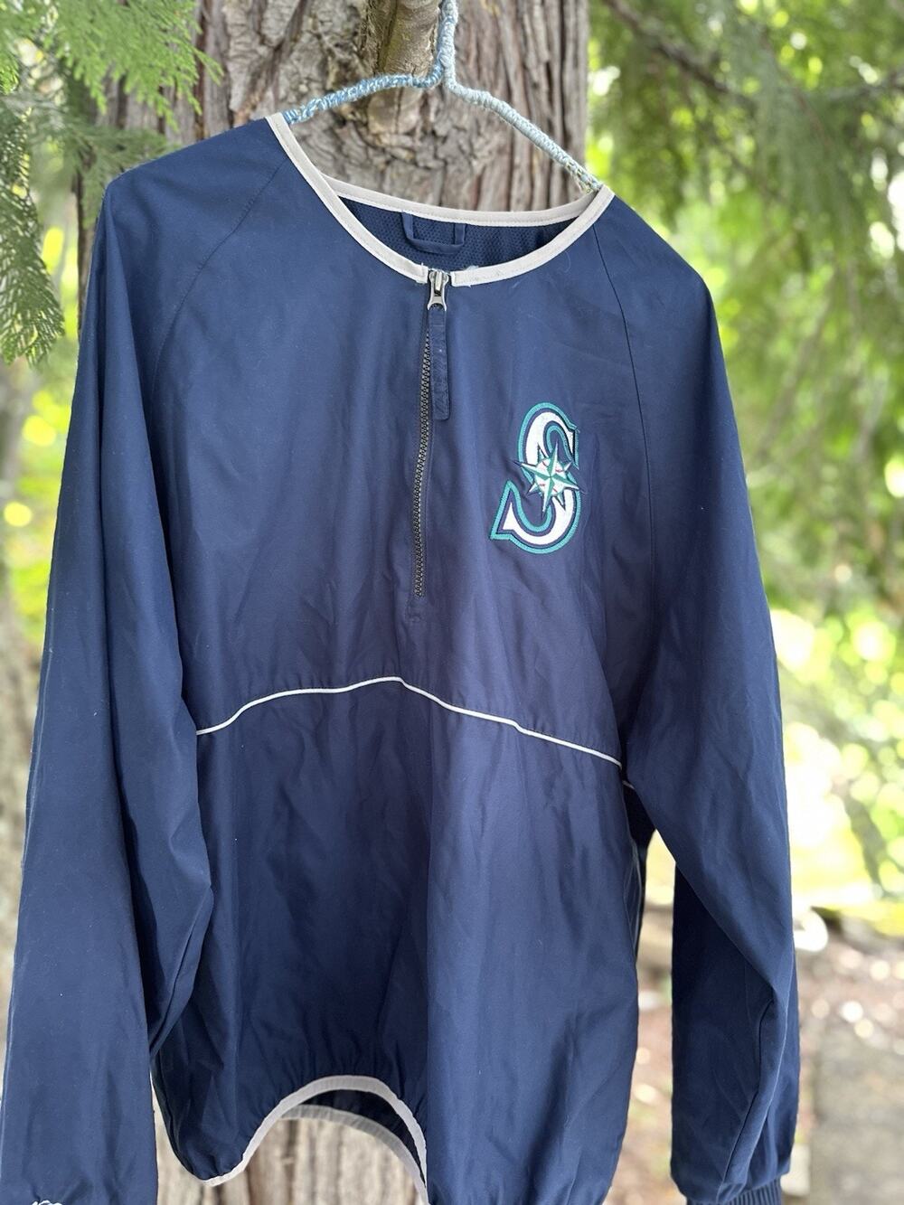 Majestic Authentic Collection Seattle Mariners Pullover Jacket Size M VTG 90s
